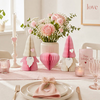 Ornements de Saint-Valentin en papier nid d'abeille 3D écologiques, motif lutin et cœur, magnétiques, réutilisables, légers, pour la maison et les fêtes