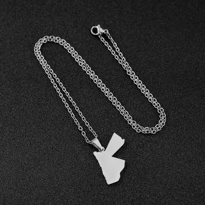 Collier à breloques en acier inoxydable, Royaume hachémite de Jordanie-Carte-Collier à pendentif en plaqué or 18 carats - Product Image 5