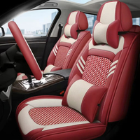 Housses de siège de voiture Civic en cuir de luxe, style professionnel, respirantes, en soie glacée rose, ensemble complet de 16 pièces, toutes saisons, pour femmes
