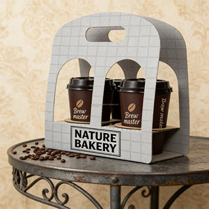 Tempat Minuman Panas Sekali Pakai Biodegradable 2025, Tempat Minuman 2 Gelas untuk dibawa pulang, Wadah Pembawa Kopi dari Kertas - Product Image 4