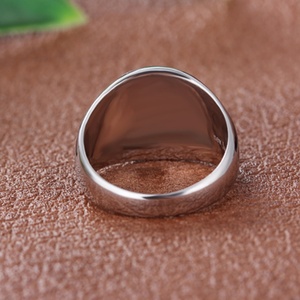 Bague turque classique en argent sterling 925 plaqué rhodium avec pierre précieuse et émail noir pour homme - Mariage et fête - Product Image 3