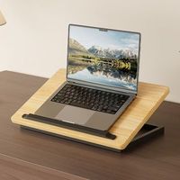 Support de bureau minimaliste en bois de noyer avec trépied mural, organisateur de clavier et support de moniteur pour ordinateur portable
