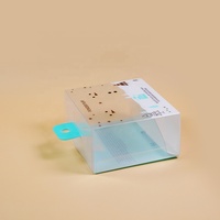 Boîte en plastique rectangulaire transparente personnalisée en PET écologique avec crochet, emballage pour cosmétiques et houppettes