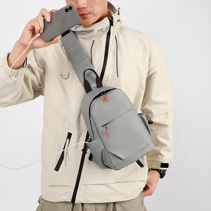 Men's Chest Bag Lightweight Outdoor Sports Shoulder Backpack With Usb Charging Port Everyday Use Solid Color Breathable Durable - Product Image 3