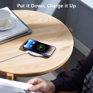Custom universale 15W ricarica rapida magnetico rotondo attacco telefono ABS tipo C caricatore Dock Wireless per <span class=keywords><strong>iPhone</strong></span> ufficio viaggi uso domestico - Product Image 4
