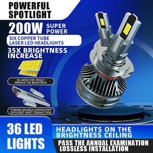 Ampoules de phare LED H4 de haute qualité 200W V50 Pro, système d'éclairage automobile, phare LED de voiture, phares LED H4 - Product Image 6