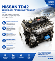 Ensemble moteur TD42 d'occasion 4.2L 6 cylindres diesel TD42T TD42TI complet pour Patrol Y60 Y61 Safari d'origine, faible kilométrage