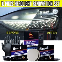 Kit de Restauration de Phares de Voiture, Nettoyant pour Phares avec Agent de Nettoyage, Élimine le Jaunissement, l'Oxydation, les Rayures, Réparation, Ensemble de 10 ou 19 Pièces