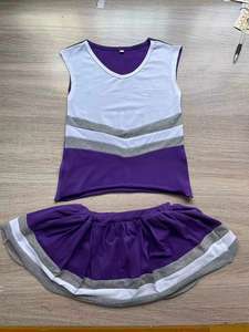 2024 अनुकूलित लड़कियों को खुश वर्दी सेट वाइन सोना और सफेद रंग आस्तीन वाला चीयरलीडर वर्दी - Product Image 2