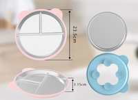 Assiette divisée en acier inoxydable Assiettes pour enfants Plateau 3 sections Dîner Forme d'ours Plateau de service compact Assiette de contrôle des portions alimentaires