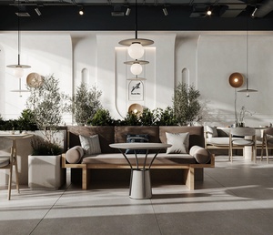 Custom Modern Coffee Shop Interior Design Cafe Furniture Booth Seating Counter with LED <b>Lighting</b> - Product Image 4