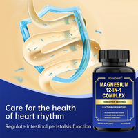Complément alimentaire en capsules de magnésium glycinate et citrate complexe 12-en-1 avancé 700 mg, végétalien, marque privée, pour le sommeil et le soutien anti-stress