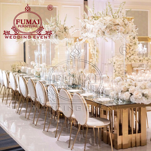 Table à manger en verre à base de métal argenté brillant de conception simple - Product Image 5