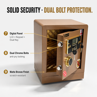 Caja Fuerte Digital Electrónica de 50 cm, Caja de Seguridad de Acero Resistente con Contraseña y Llave para el Hogar y la Oficina