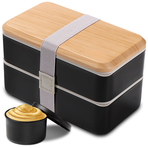 Lonchera Bento para Adultos con Compartimentos (47oz), Lonchera Bento Apilable, Contenedor Rectangular para Alimentos con Juego de Cubiertos - Product Image 1