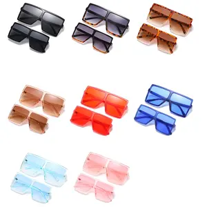 Wholesale clear uv sun glasses-2022 1Set 2 pcs matching mother and daughter shades UV women sun glasses square girls kids mommy and me sunglasses