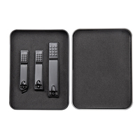Ensemble de coupe-ongles en acier inoxydable 3 pièces, pointe incurvée et inclinée, arc-en-ciel/noir, pour usage domestique