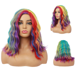 Perruque de <span class=keywords><strong>Cosplay</strong></span> de fête pour femmes et filles, perruques de Bob courtes et ondulées colorées à la mode - Product Image 5