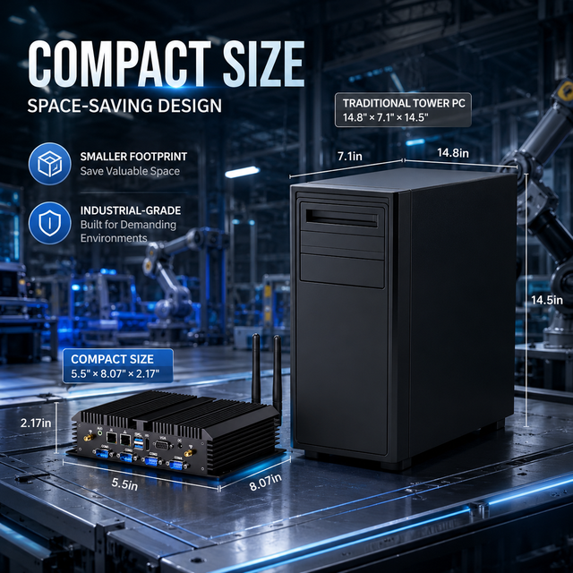 Industrial Pc Fanless Mini PC with I3 I5 I7 Mini Pc Dual DDR3 6 COM Fanless SATA Support HD Vga Multi-Display Fanless Mini PC