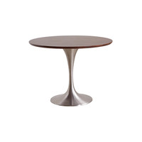 Table à manger nordique rétro en bois, plateau rond vintage en bois massif, design tulipe en acier inoxydable, 8 places, démontable