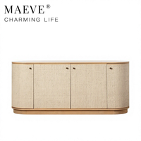 Buffet moderne de luxe léger en bois massif avec façade incurvée, meuble de rangement durable pour salon