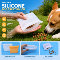 Sac de dressage pour chien en silicone étanche, couleur unie, en stock, pour promenades et friandises