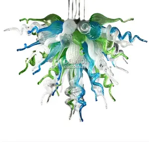 Lustre moderno verde azul branco cores luzes suspensas led chihuly lustre