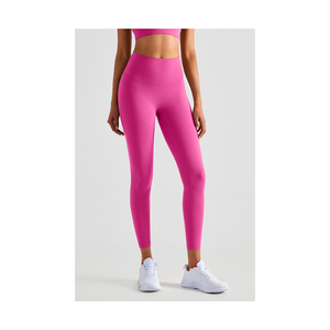 Nuevo DISEÑO DE Material Spandex pantalones de gimnasio ligeros pantalones de Fitness elástico de cintura alta de elevación de Color sólido mallas de mujer - Product Image 1
