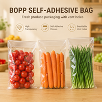 Sacs d'emballage respirants transparents de qualité alimentaire pour produits frais, personnalisés en BOPP, auto-adhésifs et ventilés pour légumes
