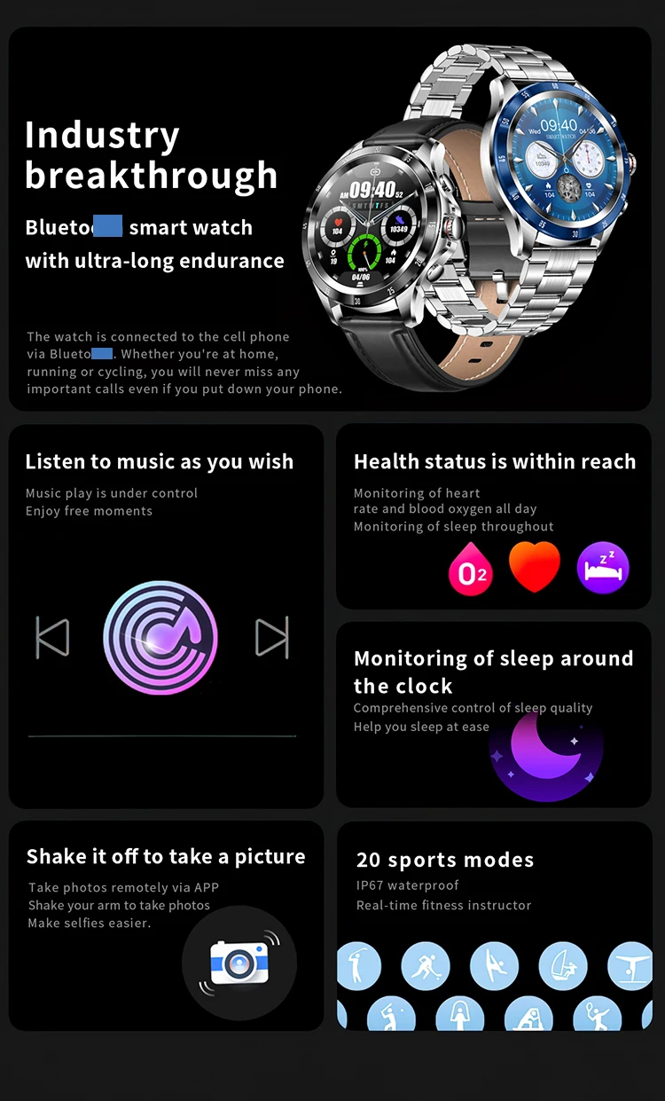 Original Smart Watch BT Calls Round Screen Smartwatch NX1 IP68 Waterproof Heart Rate Blood Pressure Stainless Smart Watch