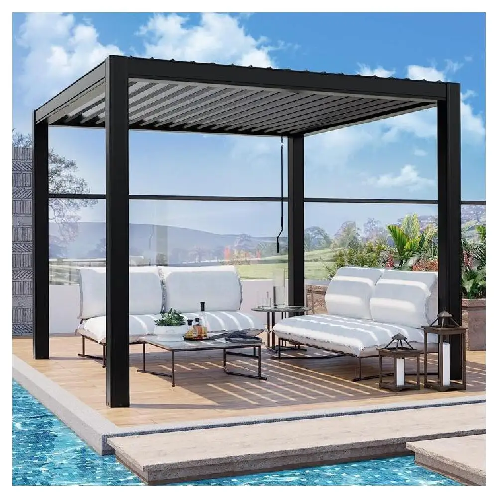 Pérgola de tamaño personalizado ACE, ideas de decoración para jardín al aire libre, pérgola de tela retráctil