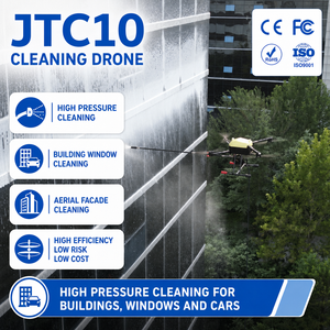 Drone de nettoyage haute pression UAV à pulvérisation ciblée, conception compacte pour nettoyage de fenêtres de gratte-ciel et de structures proches des murs, idéal pour les installations aéroportuaires - Product Image 1