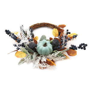 Mling-décoration de couronne artificielle, plantes de remerciement, pour l'automne, couronne de porte avec forets en feuille d'érable et <span class=keywords><strong>Ber</strong></span>, nouvelle collection 2022 - Product Image 2