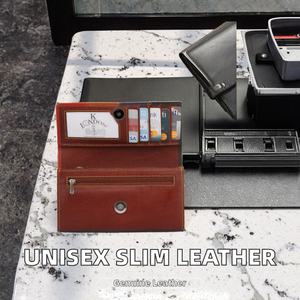 กระเป๋าสตางค์หนังแท้ทรงบางแบบยาวสำหรับผู้หญิงผู้ชายและทุกเพศ ปิดด้วยซิป ป้องกัน RFID ผลิตจากโพลีเอสเตอร์ แฟชั่น ขายส่ง คุณภาพสูง - Product Image 2