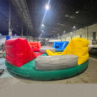 Jeu gonflable interactif d'hippopotames affamés Jeux de course à l'élastique Sports gonflables de course à vendre