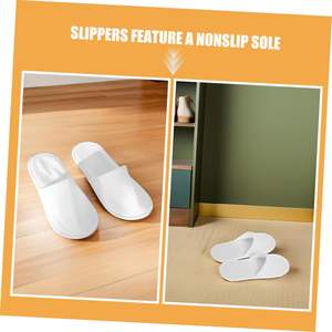 Pantuflas de Hotel, Zapatos Desechables, 1 Par de Pantuflas para Huéspedes, Pantuflas para Hombre y Mujer, Talla Universal, Pantuflas de Hotel Blancas - Product Image 3