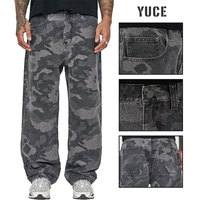 YUCE Vente en gros Jeans rétro camouflage pour hommes Jeans Y2K entièrement imprimés Jeans baggy délavés à la pierre