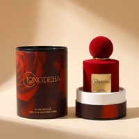 Flacon de parfum en verre floqué rond de luxe personnalisé OEM, 30 ml, 50 ml, 100 ml, flacon de parfum floqué avec boîte