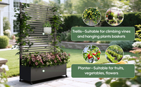 Parterre de jardin autoportant en acier thermolaqué de 1,8 m, écran d'intimité écologique personnalisable pour patio, balcon et jardin