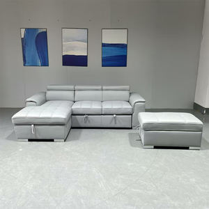 Ensemble de canapé d'angle en forme de L moderne Revêtement en cuir PU Canapé durable Meubles de salon écologiques en vente - Product Image 2