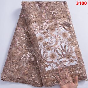 Aso Ebi 2022 dentelle africaine tissu luxueux avec perles et sequins dentelle africaine brodée de haute qualité tissu dentelle française 3100 - Product Image 2