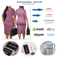 Robes de carrière tendance D616 pour femmes, robes décontractées élégantes à manches courtes, costume à col en V, robe de bureau pour femme, robe crayon d'été pour femmes
