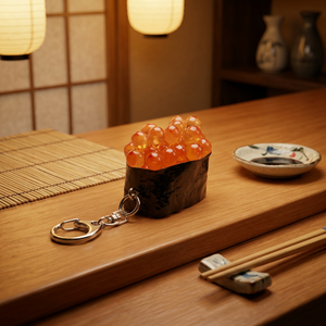 Porte-clés poisson japonais personnalisé Petit caoutchouc unique de style simple sur le thème des aliments amusants pour une utilisation polyvalente - Product Image 1