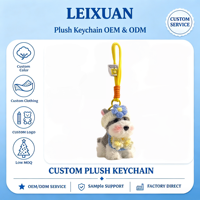 Breloque de sac en peluche douce DIY style pastoral Schnauzer Anime Cartoon, Bandeau floral au crochet, Mascotte artisanale à assembler soi-même, Lasso Fob