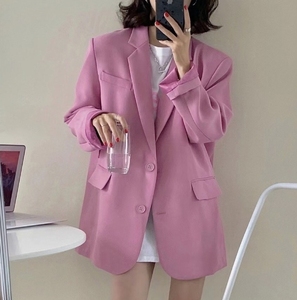Logotipo personalizado Precio al por mayor Primavera Otoño Nuevas mujeres casuales Color sólido Botón único Trajes de talla grande Longitud media Chic Blazers - Product Image 2
