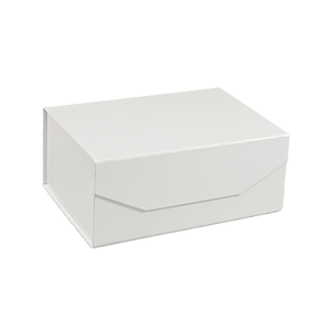 8x8x4 Inches Rigid Gift <b>Box</b> Magnetic Closure Lid White Corrugated Board Varnishing Recycled Materials Sponge Lining <b>Wedding</b> - Product Image 1