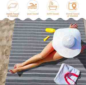 Custom <b>Luxurious</b> Style Premium Material High Quality Super Breathable Ultra Soft Durable 100% Full Cotton Turkish Beach <b>Towel</b> - Product Image 2
