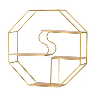 Nordic Creative Iron Art Gold Storage Shelf Wall Home, Living Room, Bedroom, Wall Layout Partition Sorting Shelf