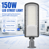 Lampadaire LED extérieur en aluminium moulé sous pression IP66, 180 lm/W, 50-200 W, avec capteur pour parking et cour