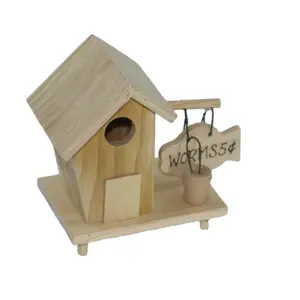 도매 맞춤형 미완성 장식 나무 Birdhouses 보호 수제 나무 조류 집 케이지